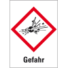 Gefahrensymbol Explodierende Bombe GHS 01, Gefahr, Haftpapier, 26x37mm, 1000/Rolle, GHS-Verordnung