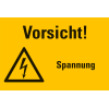 Warn-Kombischild Vorsicht! Spannung, Kunststoff, 200x120mm, ASR A1.3, DIN EN ISO 7010 W012