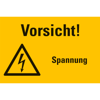 Warn-Kombischild Vorsicht! Spannung, Kunststoff, 200x120mm, ASR A1.3, DIN EN ISO 7010 W012-Beschreibung lesen
