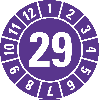 Prüfplakette 29, violett, Folie, selbstklebend, Ø 30mm, 10/Bogen Prüfplakette 29, violett, Folie, selbstklebend, Ø 30mm, 10/Bogen