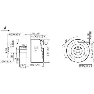 Codeur abs. multitours Ø60mm Axe plein 10mm 32768x4096 SSI C1.5m - AFM60B-S4AK032768-Lire la description
