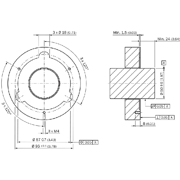 Codeur abs. monotour feedback moteur HIPERFACE - SES90-HN050AK22-Lire la description