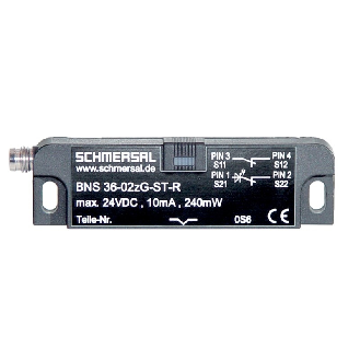 Int.de séc. magnétique codé (sans act.) Led, 3NF, M08 6P droite - BNS 36-02/01ZG-ST-R-Lire la description