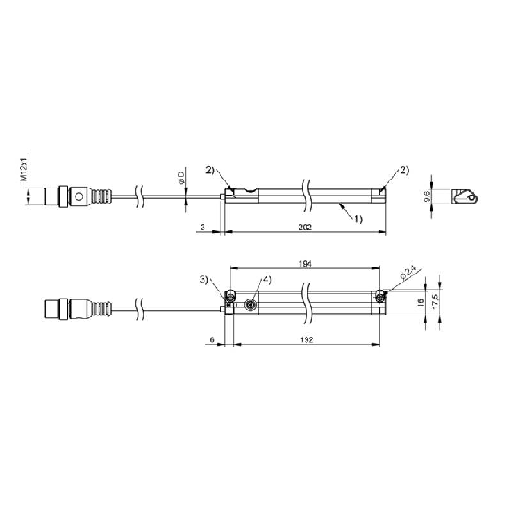 Système de mesure de position magnétique 192mm, 0-10V/4-20mA, IO-Link - BMP 01-EL1PP21A-0192-00-P00,5-S4 (BMP000T)-Lire la description