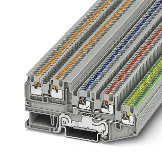 Bloc de jonction capteurs/actionneurs, Push-in, 0,14-1,5mm², gris - PTIO 1,5/S/4-PE-Lire la description