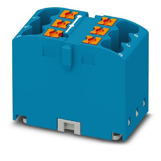 Bloc distributeur, 450V, 24A, Push-in, 6x 0,14-4mm², bleu - PTFIX 6X2,5 BU-Lire la description