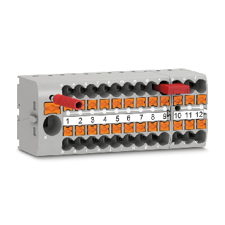 Bloc distributeur, 450V, 24A, Push-in, 6x 0,14-4mm², bleu - PTFIX 6X2,5 BU-Lire la description