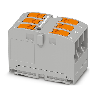 Bloc distributeur, Push-in, 6x 2,5mm², 24A, 450V, gris - PTVFIX 6X2,5 GY-Lire la description