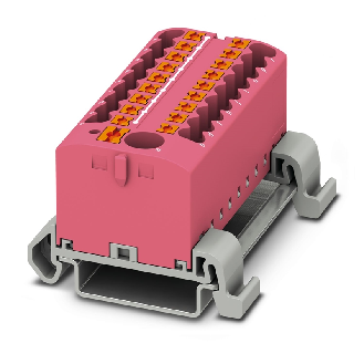 Bloc distributeur, 690V, 24A, Push-in, 19x 0,14-4mm², rose - PTFIX 6/18X2,5-NS35A PK-Lire la description
