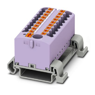 Bloc distributeur, 690V, 24A, Push-in, 19x 0,14-4mm², violet - PTFIX 6/18X2,5-NS35A VT-Lire la description