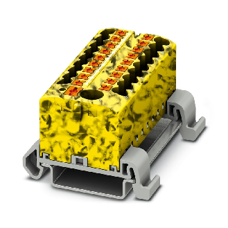 Bloc distributeur, 690V, 24A, Push-in, 19x 0,14-4mm², noir/jaune - PTFIX 6/18X2,5-NS35A-FE-Lire la description