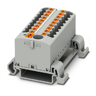 Bloc distributeur, 690V, 24A, Push-in, 19x 0,14-4mm², gris - PTFIX 6/18X2,5-NS35A GY-Lire la description