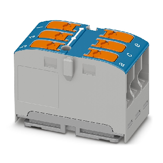 Bloc distributeur, Push-in, 6x 2,5mm², 24A, 450V, bleu - PTVFIX 6X2,5 BU-Lire la description