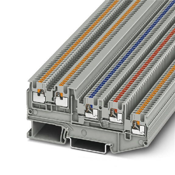 Bloc de jonction capteurs/actionneurs, Push-in, 0,14-1,5mm², gris - PTIO 1,5/S/4 Bloc de jonction capteurs/actionneurs, Push-in, 0,14-1,5mm², gris - PTIO 1,5/S/4-Lire la description