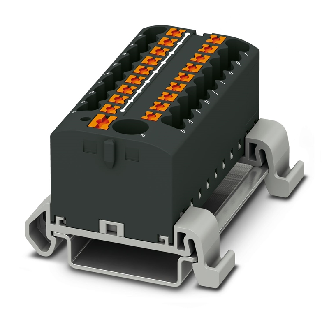 Bloc distributeur, 690V, 24A, Push-in, 19x 0,14-4mm², noir - PTFIX 6/18X2,5-NS35A BK-Lire la description