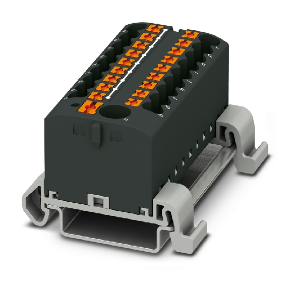 Bloc distributeur, 690V, 24A, Push-in, 19x 0,14-4mm², noir - PTFIX 6/18X2,5-NS35A BK-Leggi tutto