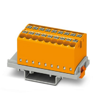Bloc distributeur, 690V, 24A, Push-in, 18x 0,14-4mm², orange - PTFIX 18X2,5-NS35 OG-Lire la description