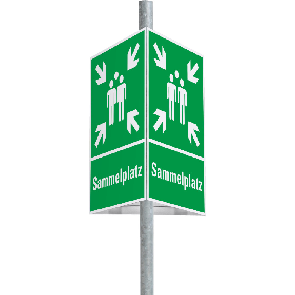 Dreieckset Rettungszeichen Sammelstelle, Aluminium, 400x600mm, inkl. Befestigung Dreieckset Rettungszeichen Sammelstelle, Aluminium, 400x600mm, inkl. Befestigung-Beschreibung lesen