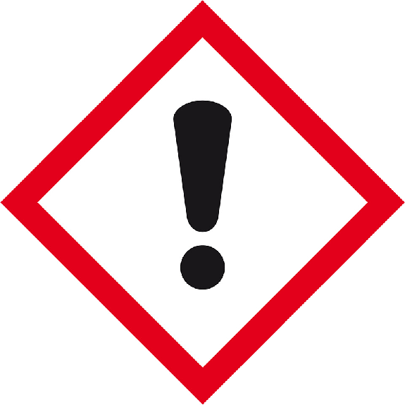 Gefahrensymbol Ausrufezeichen GHS 07, Folie, selbstklebend, 26x26mm, 21/Bogen, GHS-Verordnung-Beschreibung lesen