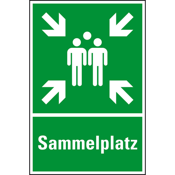 Rettungs-Kombischild Sammelstelle, Aluminium, 400x600mm, ASR A1.3, DIN EN ISO 7010 E003 und E007 Rettungs-Kombischild Sammelstelle, Aluminium, 400x600mm, ASR A1.3, DIN EN ISO 7010 E003 und E007-Beschreibung lesen
