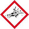 Gefahrensymbol Explodierende Bombe GHS 01, Folie, selbstklebend, 26x26mm, 21/Bogen, GHS-Verordnung