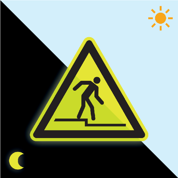 PERMALIGHT power langnachleuchtend Warnschild Warnung vor Abwärtsstufe, ISO, Folie, fluoreszierend, SL 100mm PERMALIGHT power langnachleuchtend Warnschild Warnung vor Abwärtsstufe, ISO, Folie, fluoreszierend, SL 100mm-Beschreibung lesen