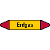 Rohrleitungsetikett Erdgas, gelb/schwarz/rot, für Ø 15-25mm, 17x96mm, 8/Bogen