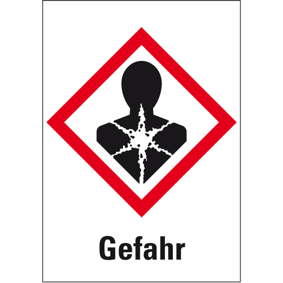 Gefahrensymbol Gesundheitsgefahr GHS 08, Gefahr, Folie, 52x37mm, 6/Bogen, GHS-Verordnung-Beschreibung lesen