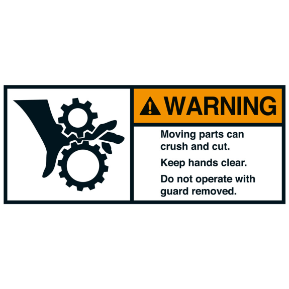 ANSI-Aufkleber WARNING Moving parts can crush,UL anerk.,Folie,35x80mm,2/BOG ANSI-Aufkleber WARNING Moving parts can crush,UL anerk.,Folie,35x80mm,2/BOG-Beschreibung lesen