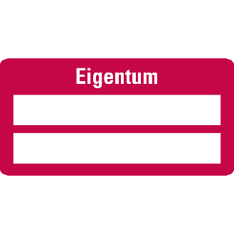 Inventaretikett Eigentum, rot, Dokumentenfolie mit Spezialkleber, 50x25mm, 9/Bogen-Beschreibung lesen