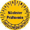 Prüfplakette Nächster Prüftermin 26-31,gelb,Folie,selbstklebend,Ø 30mm,10/Bogen Prüfplakette Nächster Prüftermin 26-31,gelb,Folie,selbstklebend,Ø 30mm,10/Bogen