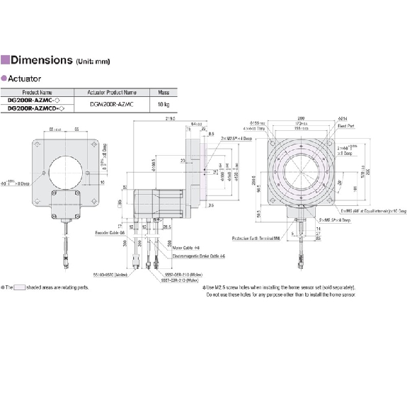 Plateau de positionnement creux motorisation AZ - DGM200R-AZMC-Lire la description