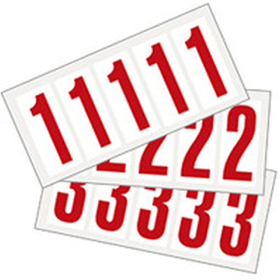 Kombipackung Ziffer 0-9, weiß/rot, Folie, SH 50mm, 22x57mm, 16 je Ziffer/Packung-Beschreibung lesen