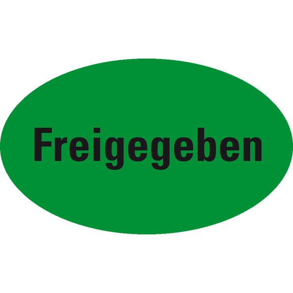 Organisationsetikett Freigegeben, oval, grün, Haftpapier, ablösbar, 90x53mm, 500/Rolle Organisationsetikett Freigegeben, oval, grün, Haftpapier, ablösbar, 90x53mm, 500/Rolle-Beschreibung lesen