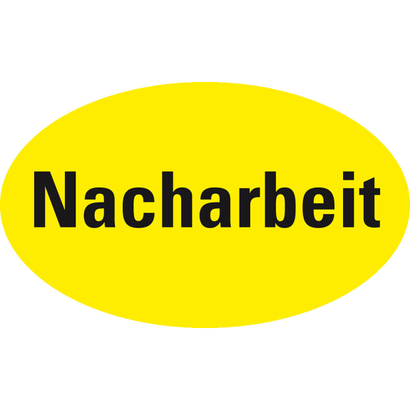 Organisationsetikett Nacharbeit, oval, gelb, Haftpapier, ablösbar, 50x30mm, 500/Rolle Organisationsetikett Nacharbeit, oval, gelb, Haftpapier, ablösbar, 50x30mm, 500/Rolle-Beschreibung lesen
