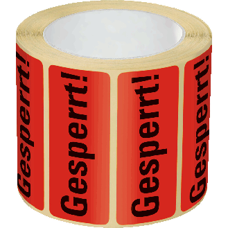 Organisationsetikett Gesperrt!, rot, Haftpapier, ablösbar, 50x20mm, 500/Rolle-Beschreibung lesen