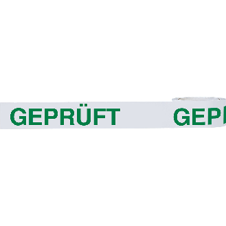 Klebeband Geprüft, weiß/grün, Polypropylen, selbstklebend, 50mm, 66m/Rolle-Beschreibung lesen
