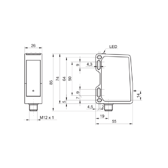 Laser de mesure Ligne Sd=100-600mm ANA+RS485 / M12 8P - OM70-L0600.HV0500.VI-Lire la description