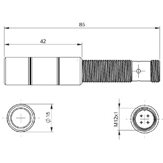 Laser à ligne rouge, Ø 15 x 85 mm, 5-30Vdc - BAE LX-XO-PL012-P1-S4 (BAE00WF)-Lire la description