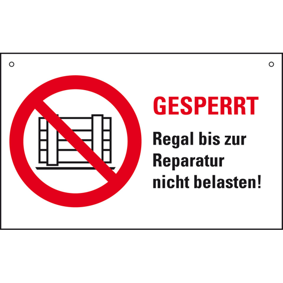 Verbots-Kombischild Gesperrt Regal bis zur Reparatur..., Kunststoff, 300x200mm, DIN EN ISO 7010-Beschreibung lesen