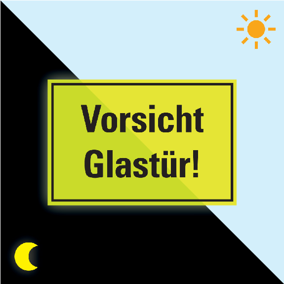 PERMALIGHT power langnachleuchtend Türhinweisschild Vorsicht Glastür!, Folie, fluoreszierend, 300x200mm PERMALIGHT power langnachleuchtend Türhinweisschild Vorsicht Glastür!, Folie, fluoreszierend, 300x200mm-Beschreibung lesen