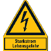 Warn-Kombischild Starkstrom Lebensgefahr, RoHS konform, Folie, selbstklebend, 210x240mm, ASR A1.3, DIN EN ISO 7010 W012