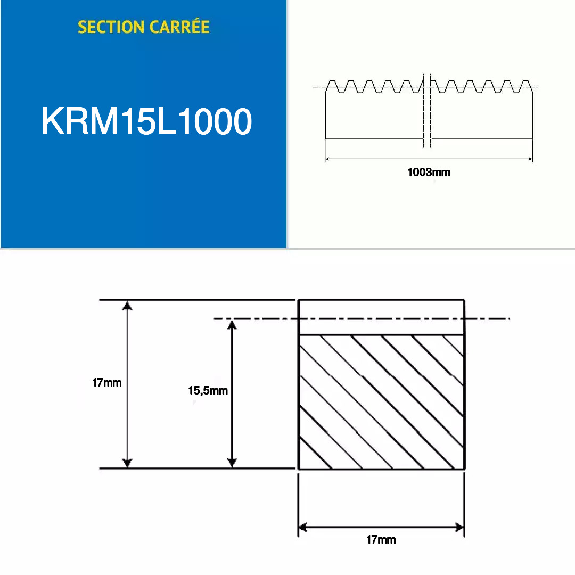 Zahnstangen quadratischer Querschnitt 1003mm Modul: 1,5-Beschreibung lesen