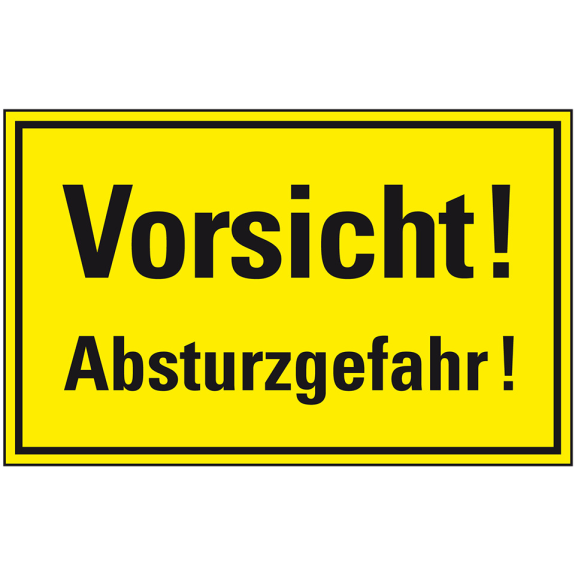 Hinweisschild Vorsicht! Absturzgefahr!, Kunststoff, 300x200mm-Leggi tutto