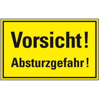 Hinweisschild Vorsicht! Absturzgefahr!, Kunststoff, 300x200mm-Beschreibung lesen