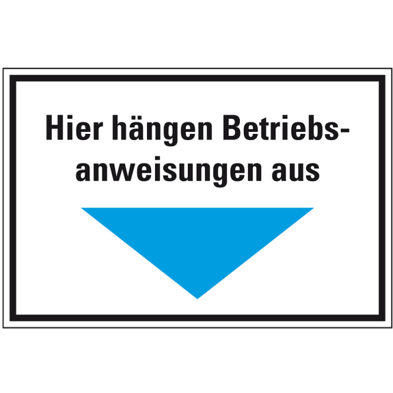 Hinweisschild Hier hängen Betriebsanweisungen aus, Pfeil blau, Kunststoff, 300x200mm Hinweisschild Hier hängen Betriebsanweisungen aus, Pfeil blau, Kunststoff, 300x200mm-Beschreibung lesen