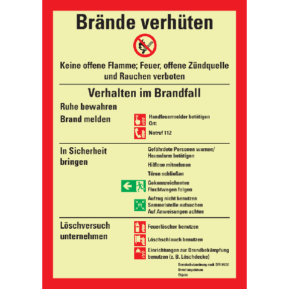 PERMALIGHTpower langnachleuchtend Aushang Brände verhüten, DIN14096, für bauliche Anlagen, Kunststoff, 210x297mm PERMALIGHTpower langnachleuchtend Aushang Brände verhüten, DIN14096, für bauliche Anlagen, Kunststoff, 210x297mm-Beschreibung lesen