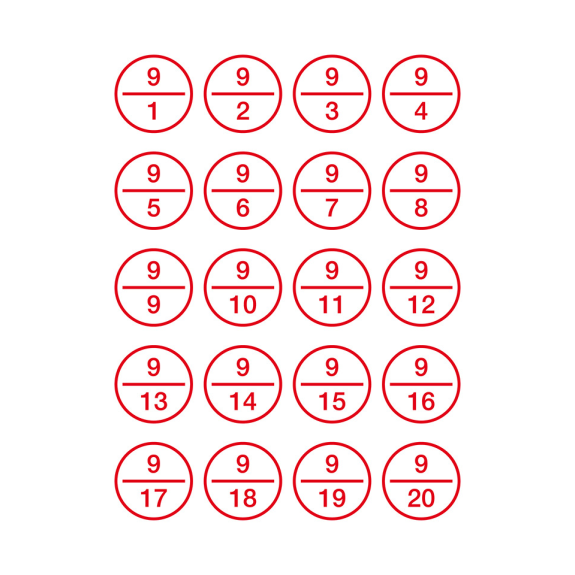 Stromkreisbezeichnungsschild 9, Folie, selbstklebend, Ø 39mm, 20/Bogen Stromkreisbezeichnungsschild 9, Folie, selbstklebend, Ø 39mm, 20/Bogen-Beschreibung lesen