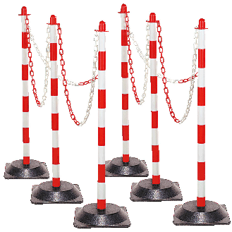 Kettenständer-Set Mobil Medi, 6-tlg., fluor.rot/weiß, Kunststoff, Höhe 900mm-Beschreibung lesen