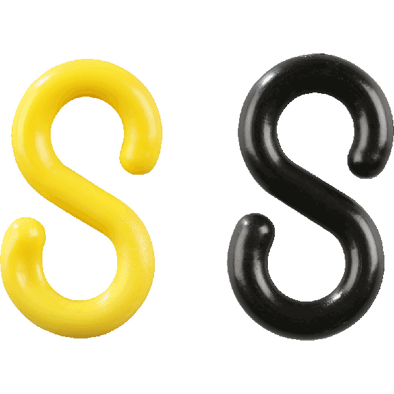 S-Haken, gelb, schwarz, Kunststoff, Ø 8mm, 10/VE (je Farbe 5 Stück) S-Haken, gelb, schwarz, Kunststoff, Ø 8mm, 10/VE (je Farbe 5 Stück)-Beschreibung lesen